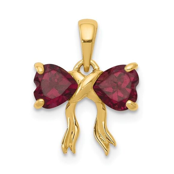Kazi Luxury 14k Yellow Gold Polished Rhodolite Bow Pendant